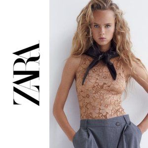 ZARA Beige Lace Bodysuit - Small NWT